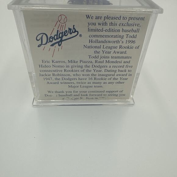 Los Angeles LA Dodgers Baseball 1996 Rookie of Year Todd Hollandsworth Case - Picture 4 of 11